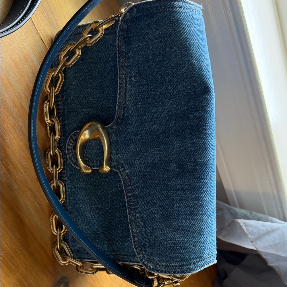 Denim and Gold Chain Women's Bag